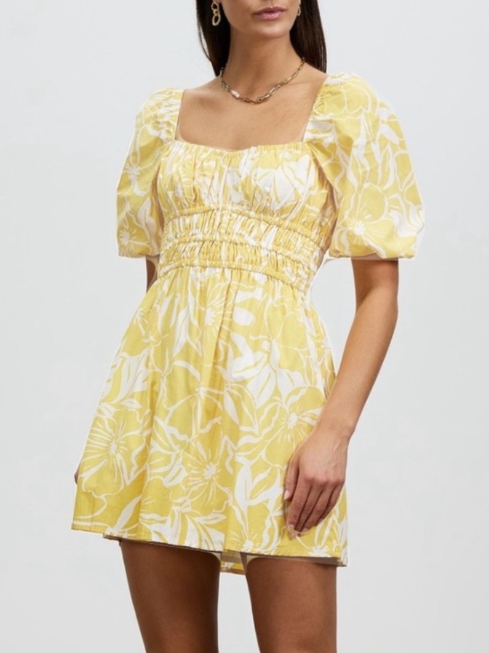 Faithfull Marinelli Floral Mini Dress Yellow Romantic Summer, S - Picture 3 of 13
